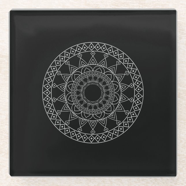 Posavasos De Vidrio Patrón étnico tribal de moda del Sudoeste (Anverso)