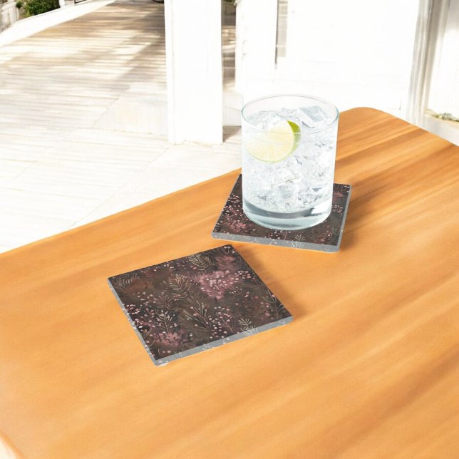 Posavasos De Vidrio Patrón festivo de pino y bayas suave (Subido por el creador)