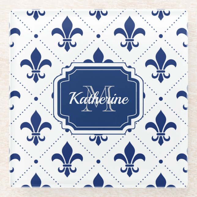 Posavasos De Vidrio Patrón Fleur-de-lis (Anverso)