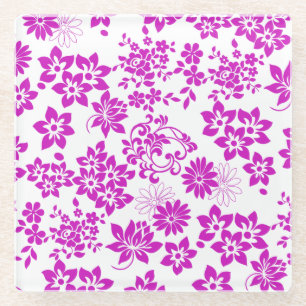 Posavasos De Vidrio Patrón floral D02.pink.b
