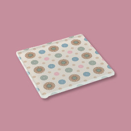 Posavasos De Vidrio Patrón floral de inspiración babilónica pastel