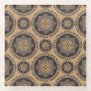 Posavasos De Vidrio Patrón floral de mandala abstracto de lujo