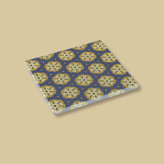 Posavasos De Vidrio Patrón floral dorado y azul y lágrima