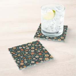 Posavasos De Vidrio Patrón floral simple