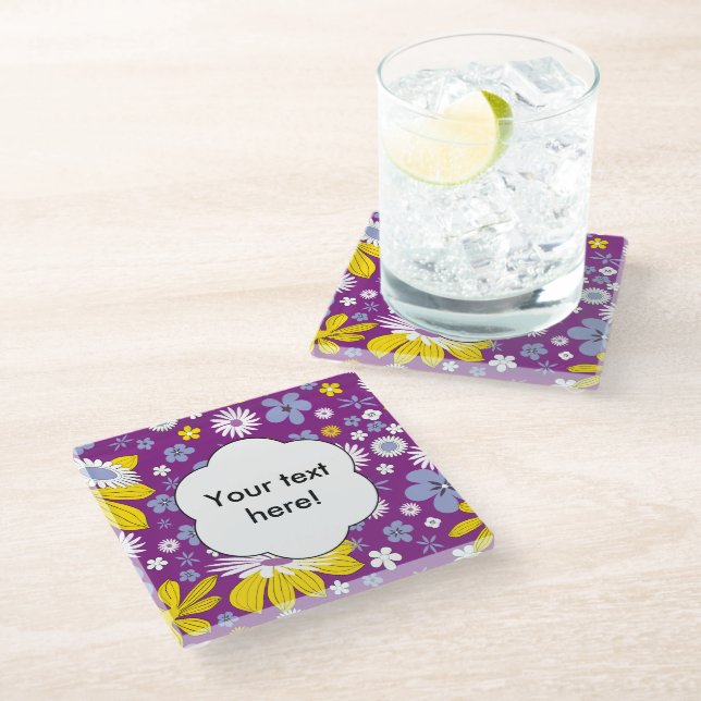 Posavasos De Vidrio Patrón floral sin foco (Angular)