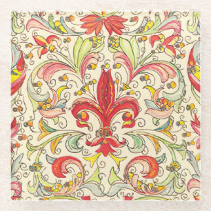 Posavasos De Vidrio Patrón florentino italiano Fleur de Lis
