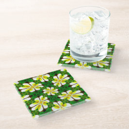 Posavasos De Vidrio Patrón frangipano amarillo