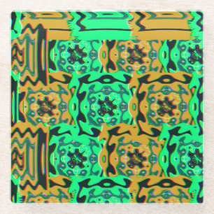 Posavasos De Vidrio Patrón geométrico Bauhaus colorido