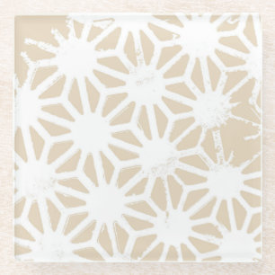 Posavasos De Vidrio Patrón geométrico beige