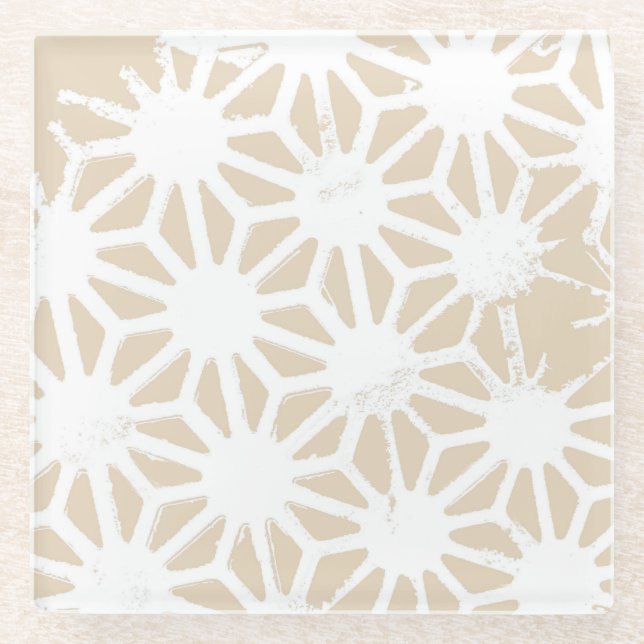 Posavasos De Vidrio Patrón geométrico beige (Anverso)