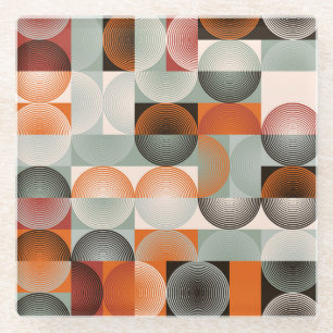 Posavasos De Vidrio Patrón geométrico, colorido abstracto de mediados 