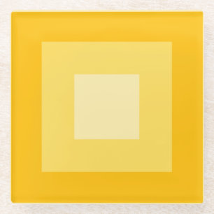 Posavasos De Vidrio Patrón geométrico de cuadrados amarillos