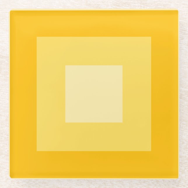 Posavasos De Vidrio Patrón geométrico de cuadrados amarillos (Anverso)