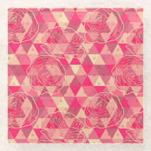 Posavasos De Vidrio Patrón geométrico de las flores