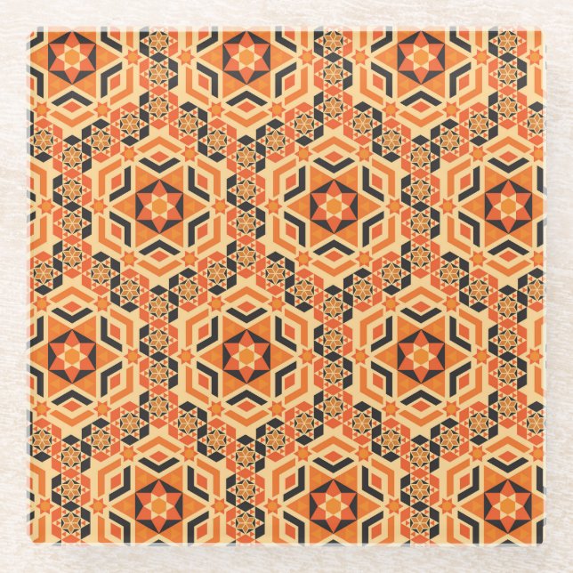 Posavasos De Vidrio Patrón geométrico italiano del suelo, mosaico vint (Anverso)