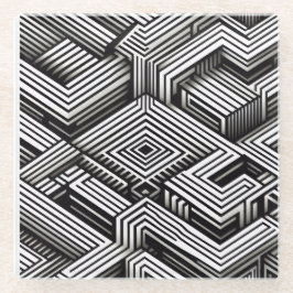 Posavasos De Vidrio Patrón geométrico monocromo abstracto moderno y at