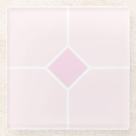 Posavasos De Vidrio Patrón geométrico rosa y blanco pálido