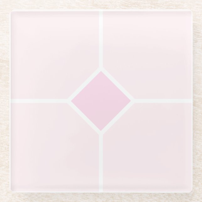 Posavasos De Vidrio Patrón geométrico rosa y blanco pálido (Anverso)