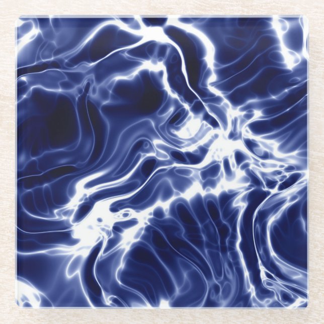 Posavasos De Vidrio Patrón giratorio azul (Anverso)