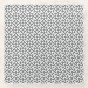 Posavasos De Vidrio Patrón Gris Blanco Geométrico sin soldadura