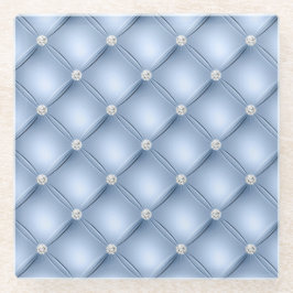 Posavasos De Vidrio Patrón Luxoso de Diamantes Azules Claros Acolchado