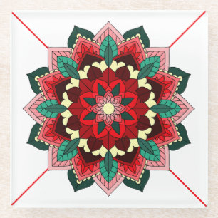 Posavasos De Vidrio Patrón Mandala 02 en la montaña rusa de vidrio