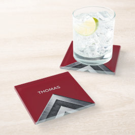 Posavasos De Vidrio Patrón Metalizado elegante monogramado
