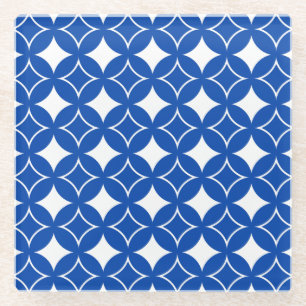 Posavasos De Vidrio Patrón naval azul y blanco