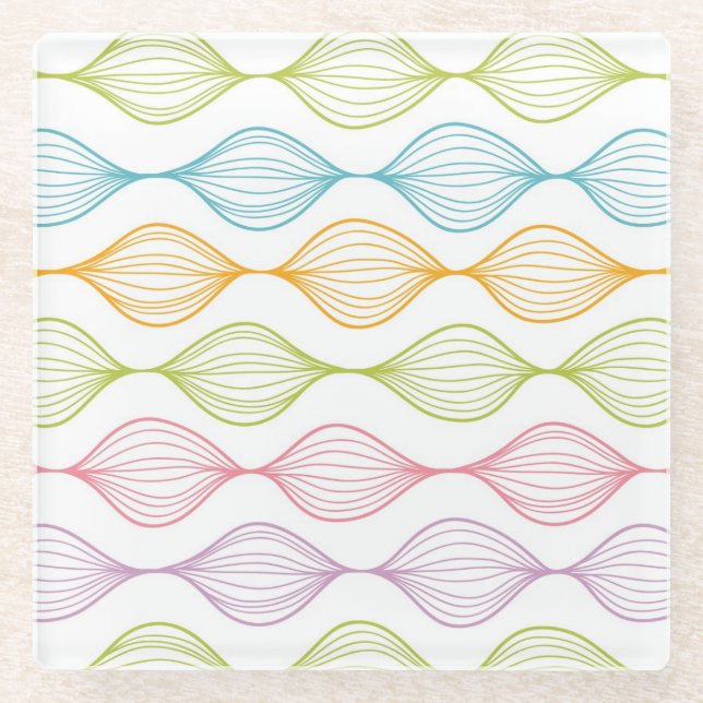 Posavasos De Vidrio Patrón ogo horizontal colorido (Anverso)