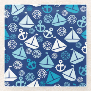 Posavasos De Vidrio Patrón Personalizado con veleros