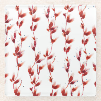 Posavasos De Vidrio Patrón Pussy-Willow: Belleza de la naturaleza.