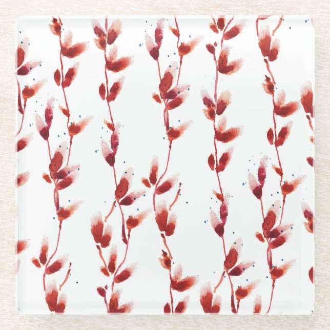 Posavasos De Vidrio Patrón Pussy-Willow: Belleza de la naturaleza. (Anverso)