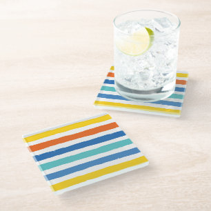 Posavasos De Vidrio Patrón rayado de playa brillante