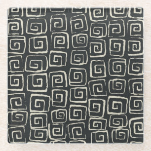 Posavasos De Vidrio Patrón retro vintage de fondo azteca