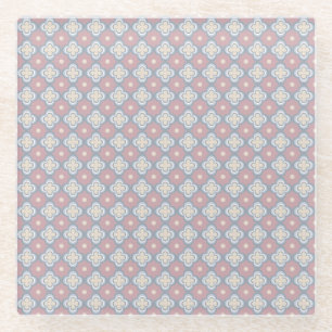 Posavasos De Vidrio Patrón rosa y azul