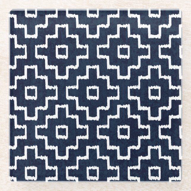 Posavasos De Vidrio Patrón Sashiko: bordado japonés tradicional (Anverso)