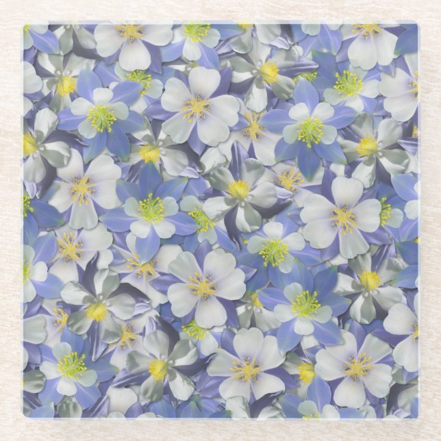 Posavasos De Vidrio Patrón sin costura de Columbines (Anverso)