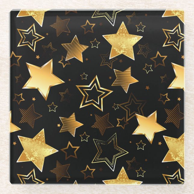 Posavasos De Vidrio Patrón sin foco con las estrellas doradas (Anverso)