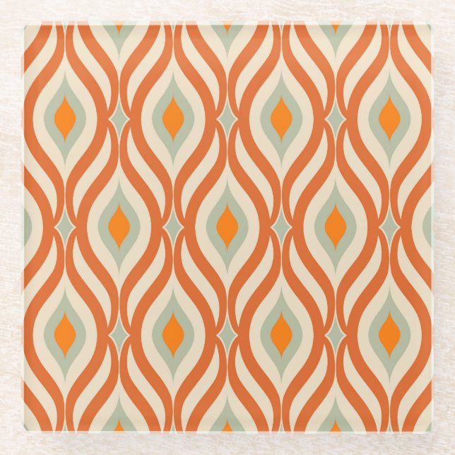 Posavasos De Vidrio Patrón sin problemas de estilo Retro Sixties (Anverso)