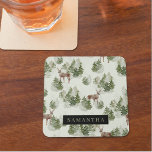 Posavasos De Vidrio Patrón sin problemas del bosque acuático<br><div class="desc">Abran la serena belleza del invierno con nuestro patrón de mareo acuarela del bosque de invierno. Este exquisito diseño captura la esencia de un bosque cubierto de nieve,  perfecto para añadir un toque de magia estacional a tu vida.</div>