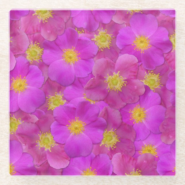 Posavasos De Vidrio Patrón sin soldadura de Rosa salvaje (Anverso)