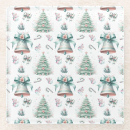 Posavasos De Vidrio Patrón transparente para Navidades pasteles y mint