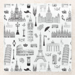 Posavasos De Vidrio Patrón Vacaciones En Europa