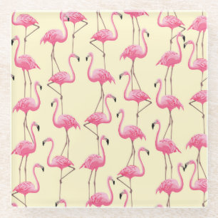 Posavasos De Vidrio Patrón vertical Flamingo Realista