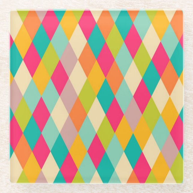 Posavasos De Vidrio Patrón vintado Harlequin (Anverso)