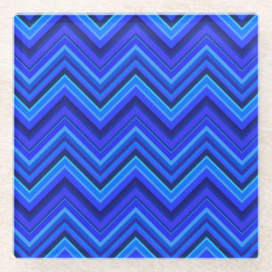 Posavasos De Vidrio Patrón zigzag de franjas azules