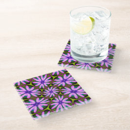 Posavasos De Vidrio Patrones margueritas púrpura