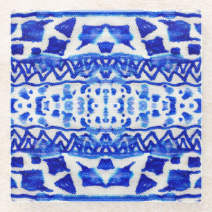 Posavasos De Vidrio Patrones nativos de flecha índigo étnica