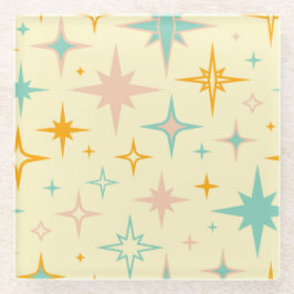 Posavasos De Vidrio Pattern of colorful retro stars