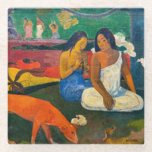 Posavasos De Vidrio Paul Gauguin - Arearea / El Perro Rojo (Anverso)